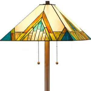 HomeRoots 62" Handcrafted Tiffany-Style Floor Lamp – Amber, Blue & Green Stained Glass for Warm Ambiance 478100