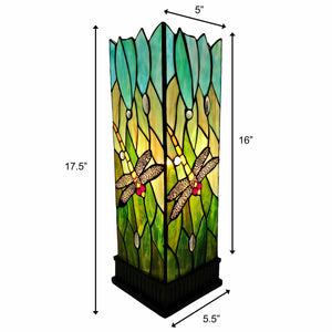 Homeroots 18" Dark Brown Table Lamp With Green And Black Shade   478101