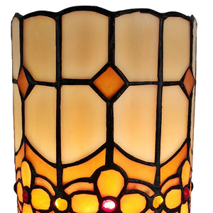 Homeroots 11" Brown And Beige Mosaic Tile Stained Glass Accent Lamp   478102
