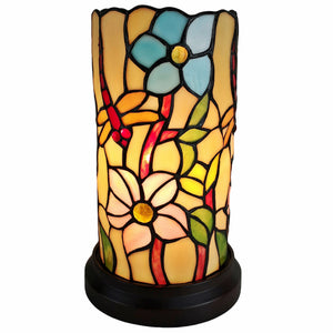 Homeroots 10" Red And Beige Dragonfly Stained Glass Accent Lamp   478104