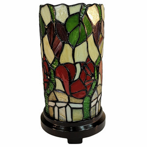 HomeRoots 14" Handcrafted Floral Stained Glass Accent Lamp – Vintage Tiffany-Style with Unique Artisan Charm 478105