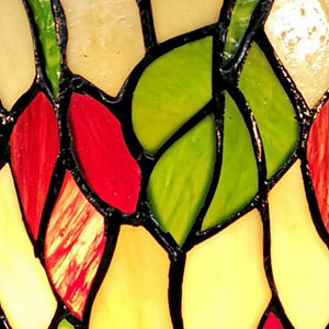 HomeRoots 14" Handcrafted Floral Stained Glass Accent Lamp – Vintage Tiffany-Style with Unique Artisan Charm 478105