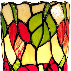 HomeRoots 14" Handcrafted Floral Stained Glass Accent Lamp – Vintage Tiffany-Style with Unique Artisan Charm 478105
