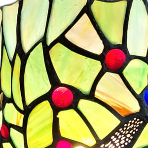 Homeroots 11" Green And Pink Dragonfly Stained Glass Accent Lamp   478106