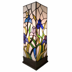 HomeRoots 18" Tiffany-Style Table Lamp with Floral Shade and Elegant Dark Brown Base for Ambient Lighting 478108