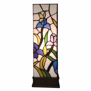 HomeRoots 18" Tiffany-Style Table Lamp with Floral Shade and Elegant Dark Brown Base for Ambient Lighting 478108