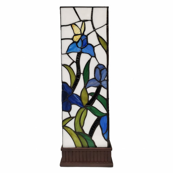 HomeRoots 18" Tiffany-Style Table Lamp with Floral Shade and Elegant Dark Brown Base for Ambient Lighting 478108