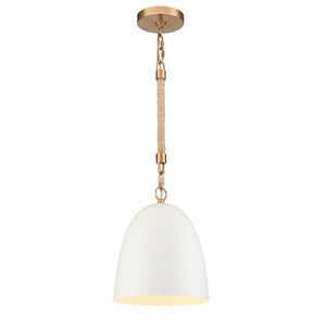 Downington 8.75'' Wide 1-Light Mini Pendant - Brushed Brass with Matte White 47811/1 Elk Lighting