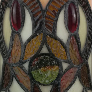 Homeroots 11" Ivory And Brown Geometric Floral Stained Glass Accent Lamp   478112