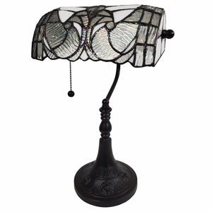 Homeroots 16" Dark Brown Table Lamp With White And Silver Shade   478113