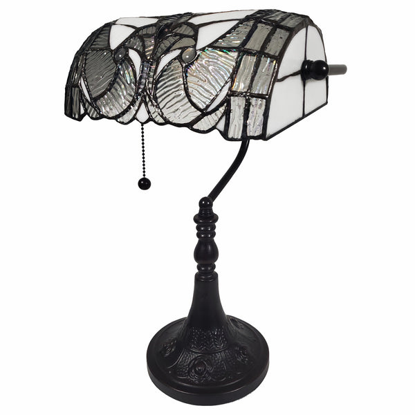 Homeroots 16" Dark Brown Table Lamp With White And Silver Shade   478113