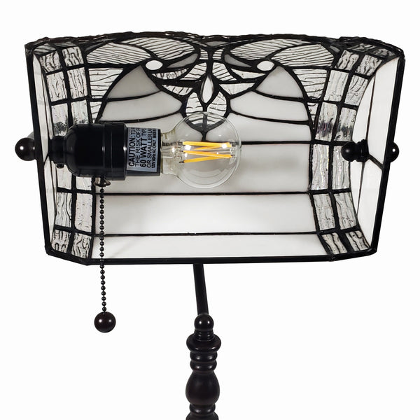 Homeroots 16" Dark Brown Table Lamp With White And Silver Shade   478113