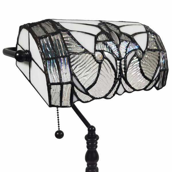 Homeroots 16" Dark Brown Table Lamp With White And Silver Shade   478113