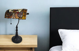 Homeroots 19" Dark Brown Candlestick Table Lamp With Beige Dome Shade   478114