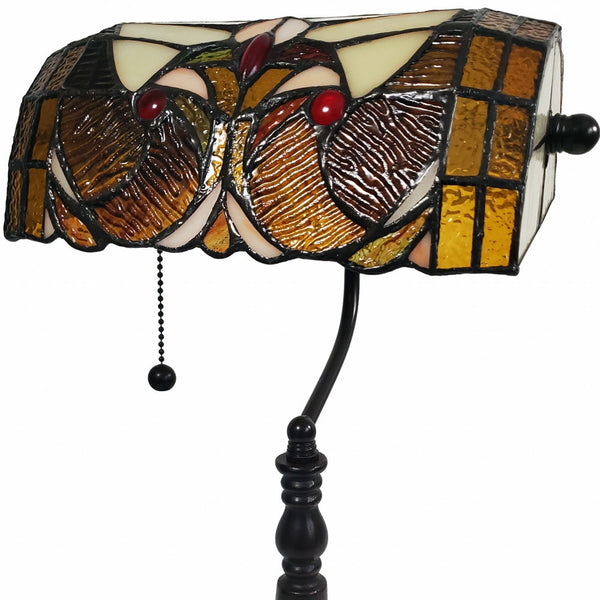 Homeroots 19" Dark Brown Candlestick Table Lamp With Beige Dome Shade   478114