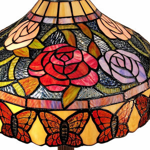 Homeroots 23" Dark Brown Metal Two Light Candlestick Table Lamp With Red And Black Shade   478117