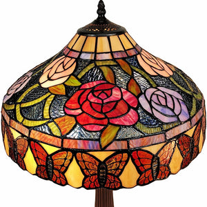 Homeroots 23" Dark Brown Metal Two Light Candlestick Table Lamp With Red And Black Shade   478117