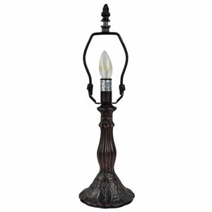 Homeroots 15" Dark Brown Metal Candlestick Table Lamp With Red And Black Novelty Shade   478119