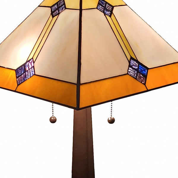 Homeroots 21" Dark Brown Metal Two Light Candlestick Table Lamp With Beige Shade   478120