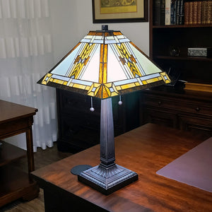 HomeRoots 22" Elegant Dark Brown Metal Two-Light Candlestick Table Lamp with Beige Shade for Modern Decor 478121