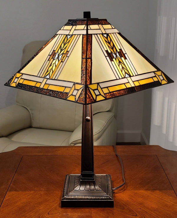 HomeRoots 22" Elegant Dark Brown Metal Two-Light Candlestick Table Lamp with Beige Shade for Modern Decor 478121