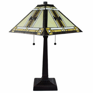 HomeRoots 22" Elegant Dark Brown Metal Two-Light Candlestick Table Lamp with Beige Shade for Modern Decor 478121
