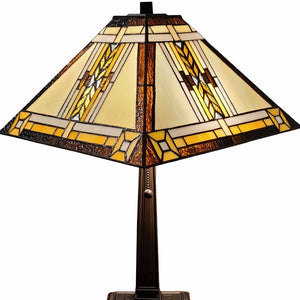 HomeRoots 22" Elegant Dark Brown Metal Two-Light Candlestick Table Lamp with Beige Shade for Modern Decor 478121