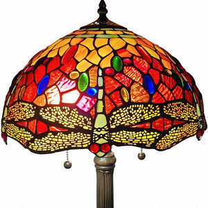 Homeroots 22" Dark Brown Metal Two Light Candlestick Table Lamp With Red And Black Shade   478124