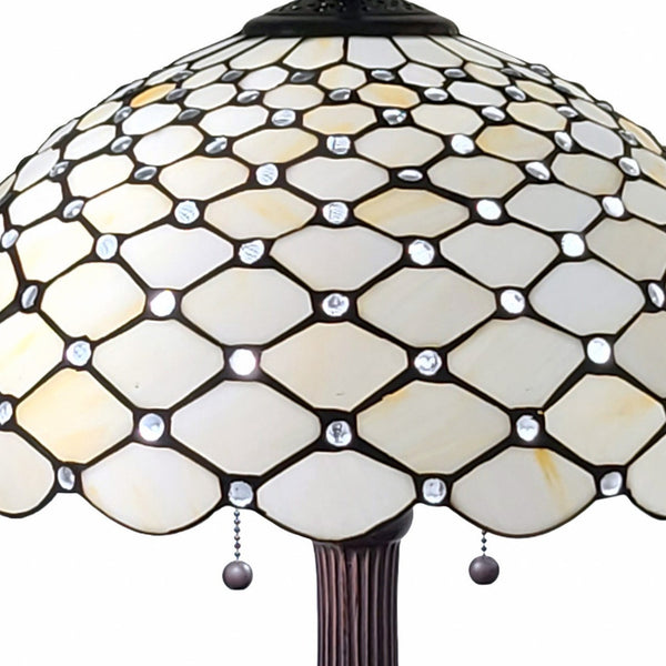 Homeroots 23" Dark Brown Metal Two Light Candlestick Table Lamp With White Shade   478125