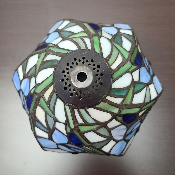 Homeroots 15" Dark Brown Metal Candlestick Table Lamp With Blue Dome Shade   478127