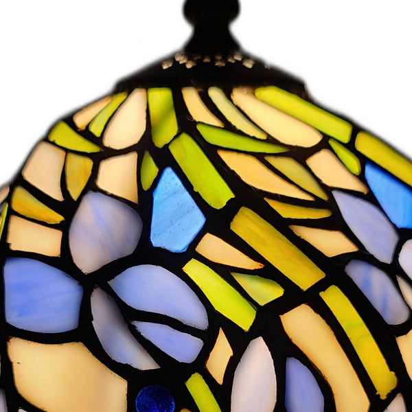 Homeroots 15" Dark Brown Metal Candlestick Table Lamp With Blue Dome Shade   478127