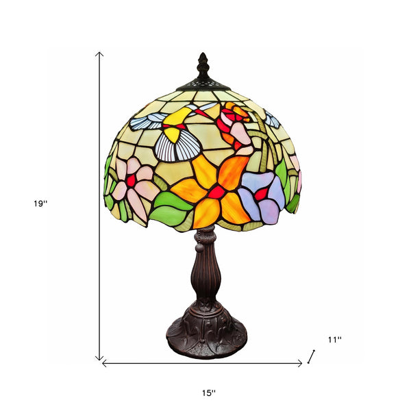 Homeroots 19" Dark Brown Metal Candlestick Table Lamp With Ivory Dome Shade   478129