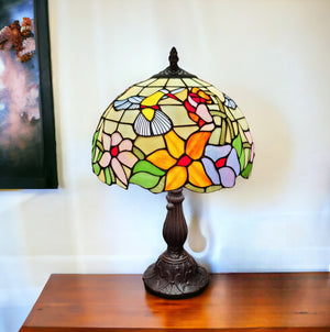 Homeroots 19" Dark Brown Metal Candlestick Table Lamp With Ivory Dome Shade   478129