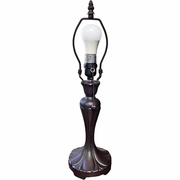 Homeroots 19" Dark Brown Metal Candlestick Table Lamp With White Dome Shade   478130