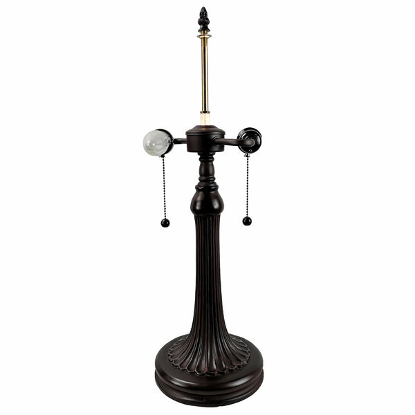 Homeroots 24" Dark Brown Metal Two Light Candlestick Table Lamp With Orange Shade   478131