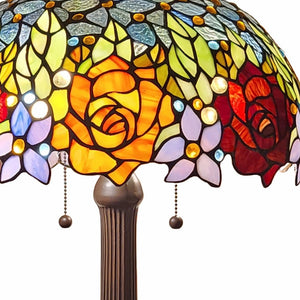 Homeroots 24" Dark Brown Metal Two Light Candlestick Table Lamp With Orange Shade   478131