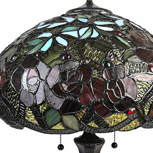 Homeroots 24" Dark Brown Metal Two Light Candlestick Table Lamp With Red Dome Shade   478132