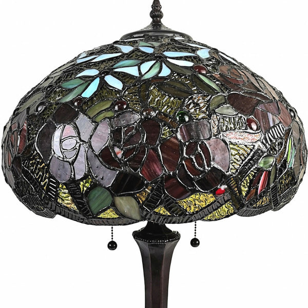 Homeroots 24" Dark Brown Metal Two Light Candlestick Table Lamp With Red Dome Shade   478132