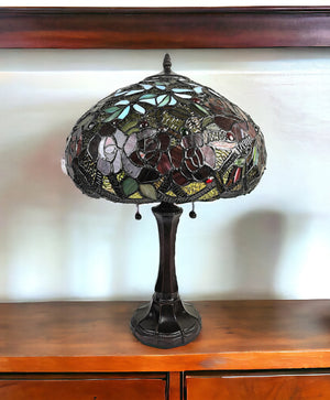 Homeroots 24" Dark Brown Metal Two Light Candlestick Table Lamp With Red Dome Shade   478132