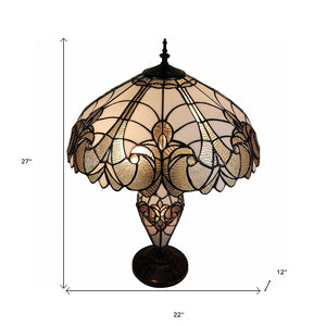 HomeRoots 27" Dark Brown Metal Candlestick Table Lamp with Beige Shade – Vintage Elegance for Any Room 478133