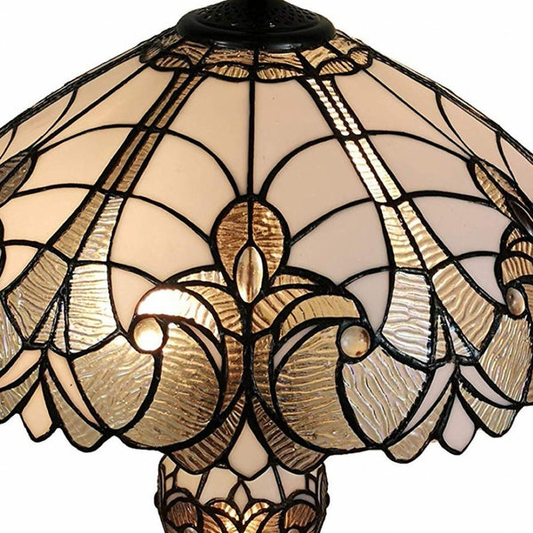HomeRoots 27" Dark Brown Metal Candlestick Table Lamp with Beige Shade – Vintage Elegance for Any Room 478133