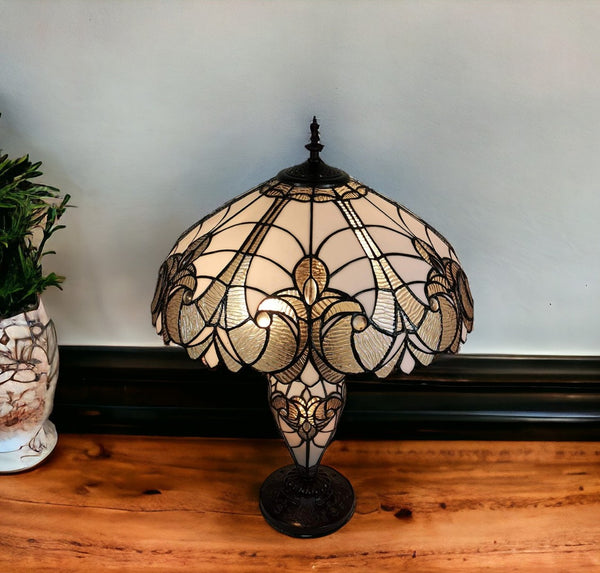 HomeRoots 27" Dark Brown Metal Candlestick Table Lamp with Beige Shade – Vintage Elegance for Any Room 478133