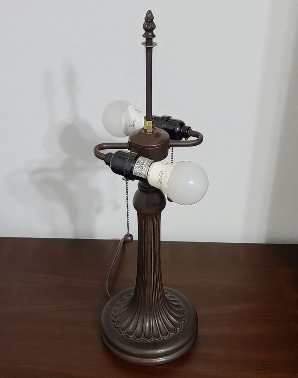 Homeroots 24" Dark Brown Metal Two Light Candlestick Table Lamp With Dark Brown Shade   478134