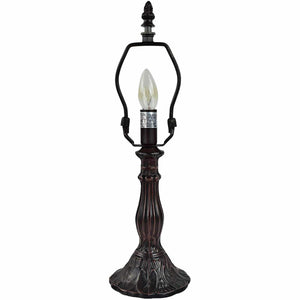 Homeroots 15" Dark Brown Metal Candlestick Table Lamp With Ivory Dome Shade   478136