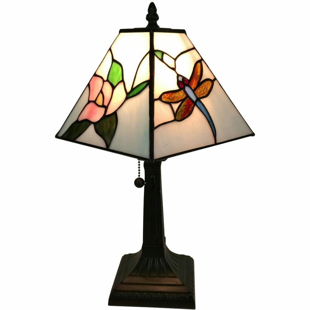 HomeRoots 15" Dark Brown Metal Candlestick Table Lamp with White Shade - Elegant, Durable, Perfect for Any Room 478139