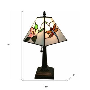 HomeRoots 15" Dark Brown Metal Candlestick Table Lamp with White Shade - Elegant, Durable, Perfect for Any Room 478139