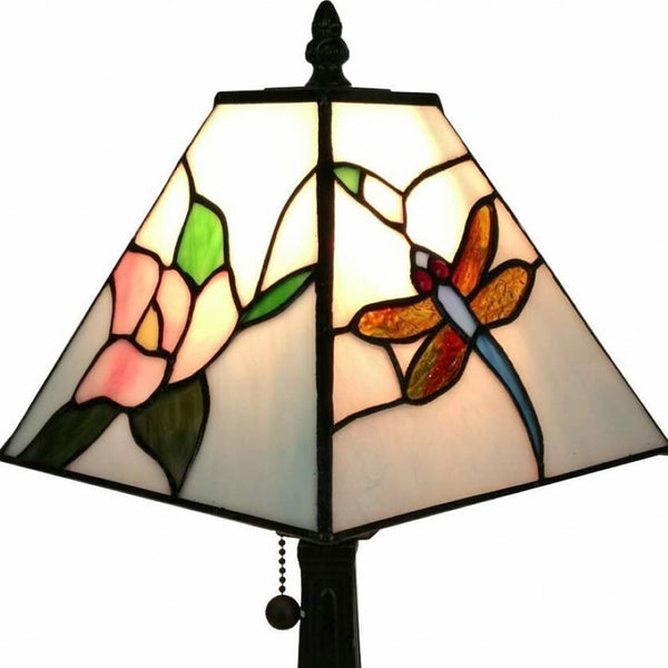 HomeRoots 15" Dark Brown Metal Candlestick Table Lamp with White Shade - Elegant, Durable, Perfect for Any Room 478139