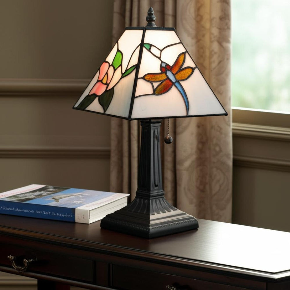 HomeRoots 15" Dark Brown Metal Candlestick Table Lamp with White Shade - Elegant, Durable, Perfect for Any Room 478139