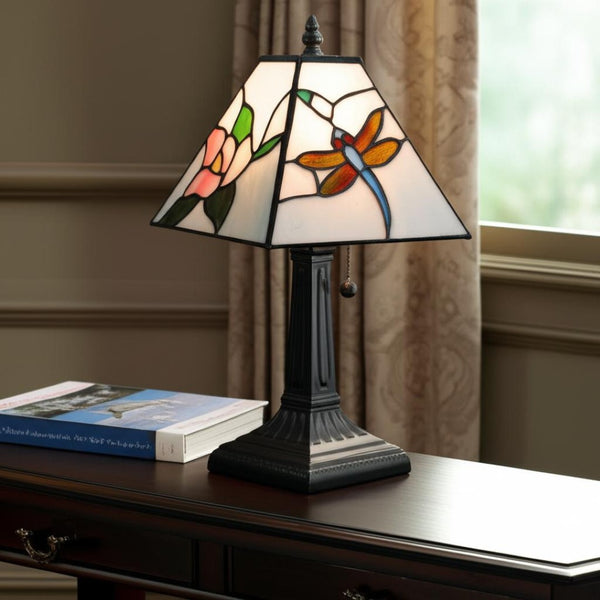 HomeRoots 15" Dark Brown Metal Candlestick Table Lamp with White Shade - Elegant, Durable, Perfect for Any Room 478139