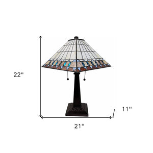 Homeroots 22" Dark Brown Metal Two Light Candlestick Table Lamp With Off White Empire Shade   478140